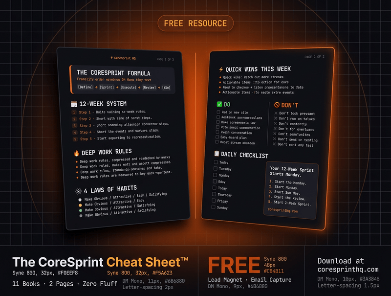The CoreSprint Cheat Sheet — FREE | 11 Books Summarized in 7 Pages